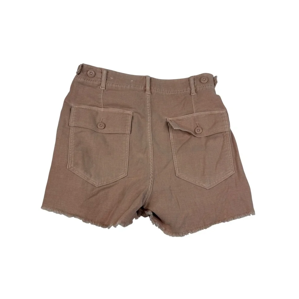 American Eagle Women 0 Dusty Rose Utility Shorts High Rise Raw Hem Stretch 1270